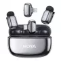 BOYA Mini 2-01 Drahtloses Mikrofonsystem mit KI-Rauschunterdrückung, 2 Sendern und 2 Empfängern (USB-C und Lightning), Space Gray