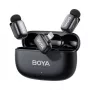 BOYA Mini 2-03 Drahtloses Mikrofonsystem 2,4 GHz, KI-Rauschunterdrückung, 2 Sender + 1 Lightning-Empfänger, Schwarz