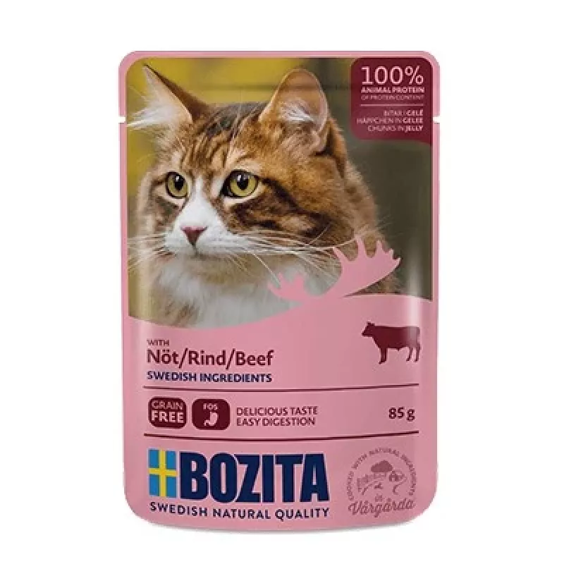 Bozita Rindfleischstücke in Gelee Nassfutter für Katzen 85g