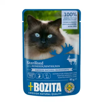 Bozita Pouch Sterilised HiS Rentier Nassfutter für Katzen 85g