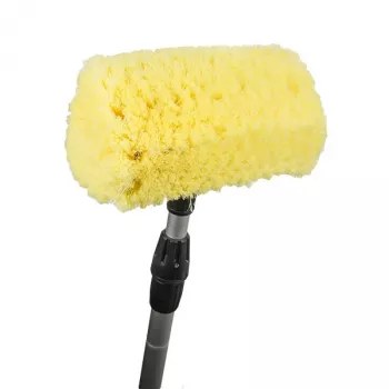 Bradas ESQ2780 Heavy-Duty Schrubbbürste für Außenflächen, Terrassen, Böden, ergonomischer Griff, mittelharte PP-Borsten, Grün/Grau
