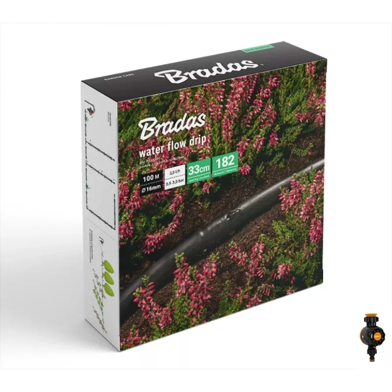 BRADAS Water Flow Tropfbewässerungsset 100m mit Wasseruhr