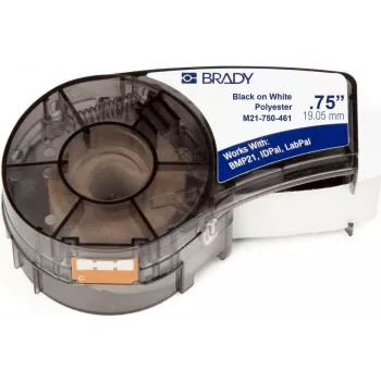 Brady M21-750-461 B-461 Polyester Endlos-Etikettierband, Schwarz auf Weiß, 19,05 mm x 6,4 m, Permanentkleber 110933
