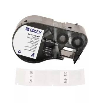 Brady Rotierende selbstlaminierende Vinyl-Etiketten für die Draht- und Kabelmarkierung, Weiß, 25,4 mm x 13,7 m