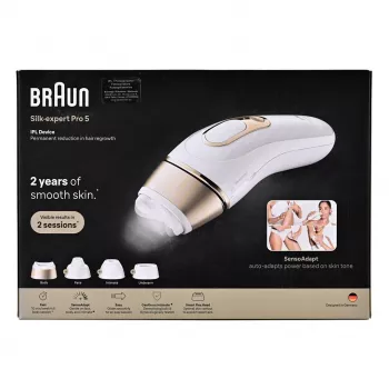 Braun IPL-Haarentfernungsgerät PL5431 mit SensoAdapt Hauttonsensor, 400.000 Blitze, 10 Intensitätsstufen, kabelgebunden, Weiß