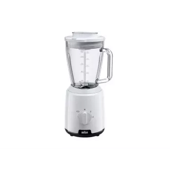 Braun JB1050WH Haushalt PowerBlend 1 Standmixer mit 1,5 L Glas-Mixbehälter, Küchenhelfer zum Zerkleinern, Pürieren & Mixen, Eis-Crush-Funktion, 2 Geschwindigkeiten, 600 Watt, Weiß (JB1050)