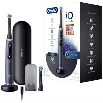 Braun Oral-B iO 9N Elektrische Zahnbürste mit 2 Bürstenköpfen und Reiseetui, Black Onyx 4210201408680