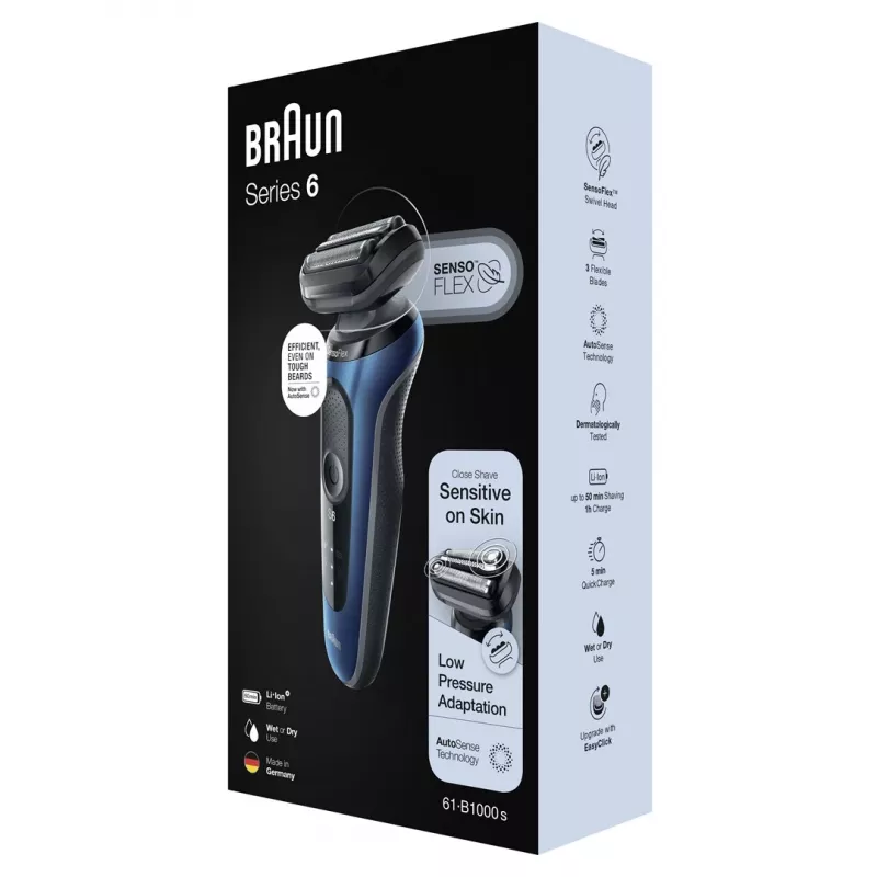 Braun Series 61 - B1000s Elektrorasierer Nass & Trocken Blau