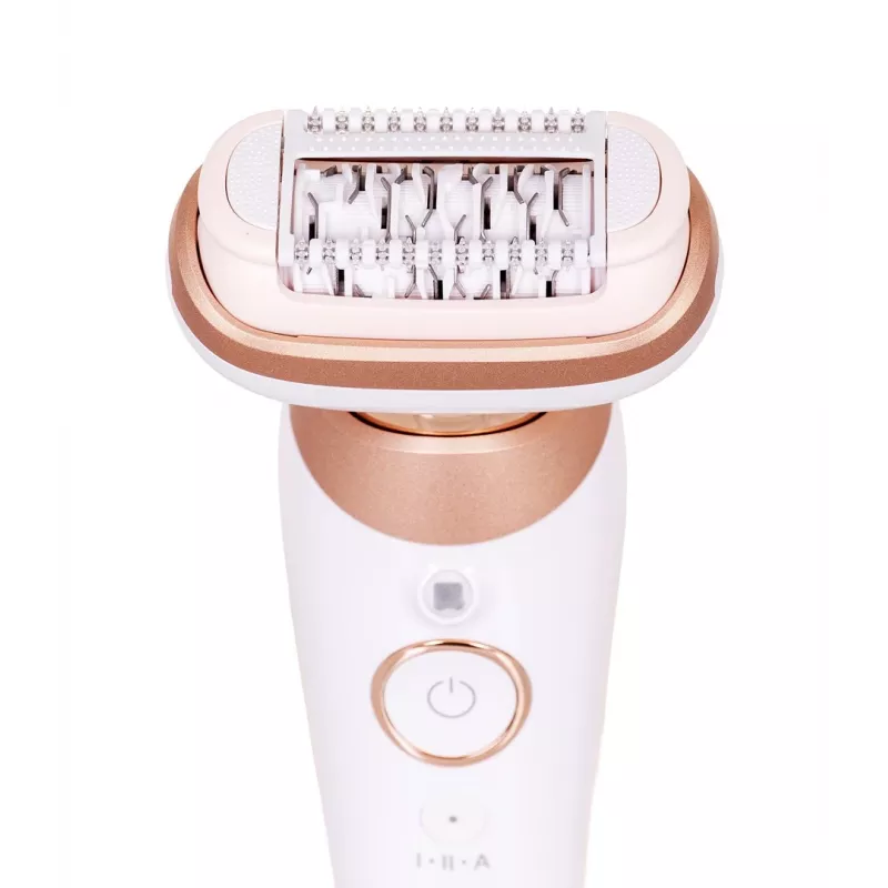 Braun Silk-épil 9 3D SES9-481 Nass- & Trocken-Epilierer kabellos mit 40 Pinzetten, SensoSmart, Smartlight, Trimmer, Weiß/Roségold
