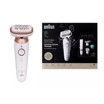 Braun Silk-épil 9 3D SES9-481 Nass- & Trocken-Epilierer kabellos mit 40 Pinzetten, SensoSmart, Smartlight, Trimmer, Weiß/Roségold