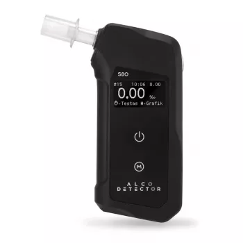 Alkoholtester Alcodetector S80 - Elektrochemische Brennstoffzelle, Farb-TFT-Display, USB-wiederaufladbar