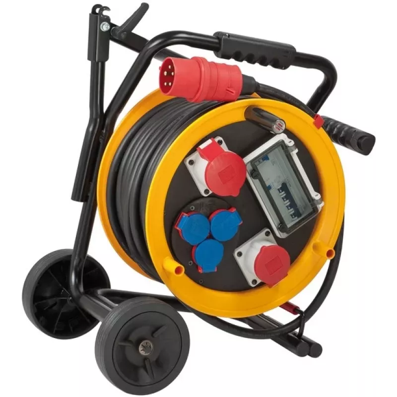 Brennenstuhl 1319200010 Kabeltrommel 230-400 V 25m H07RN-F 5G2.5 mit 5 Steckdosen IP44