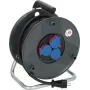 Brennenstuhl 30m IP44 Kabeltrommel H07RN-F 3G2.5 mit 3 Steckdosen Typ E, Thermoschutz, blaues Kabel, schwarze Trommel