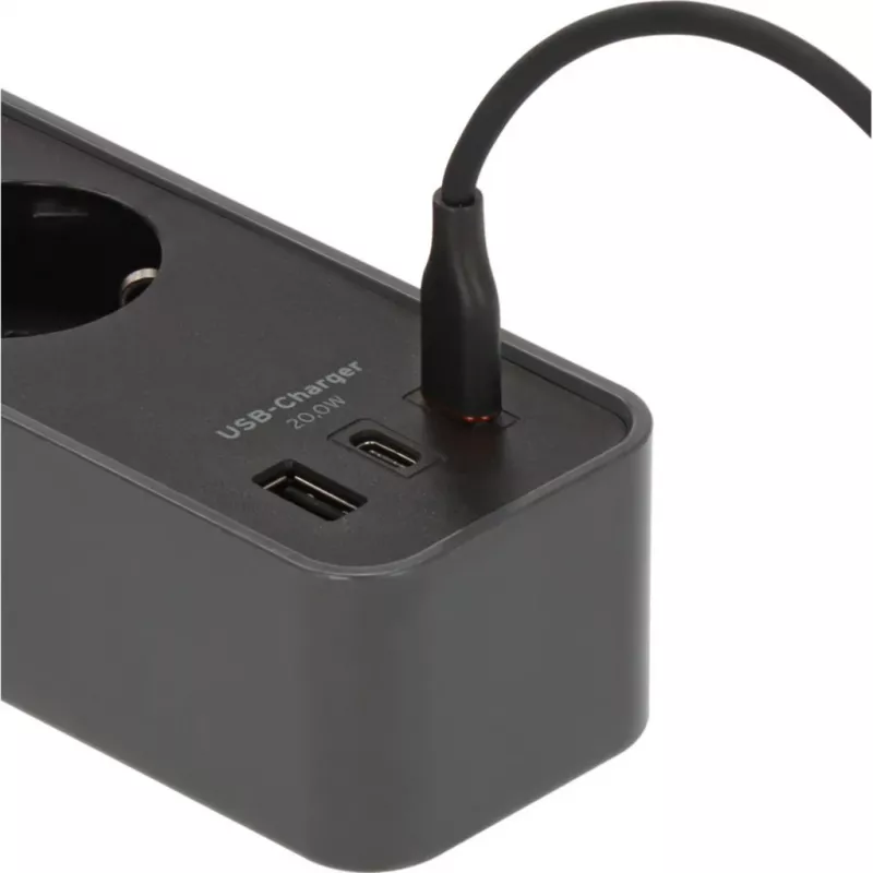 Brennenstuhl Ecolor Steckdosenleiste 4-fach mit 2x USB-C, 1x USB-A, 1,5m Kabel, Sicherheitsschalter, Schwarz/Anthrazit
