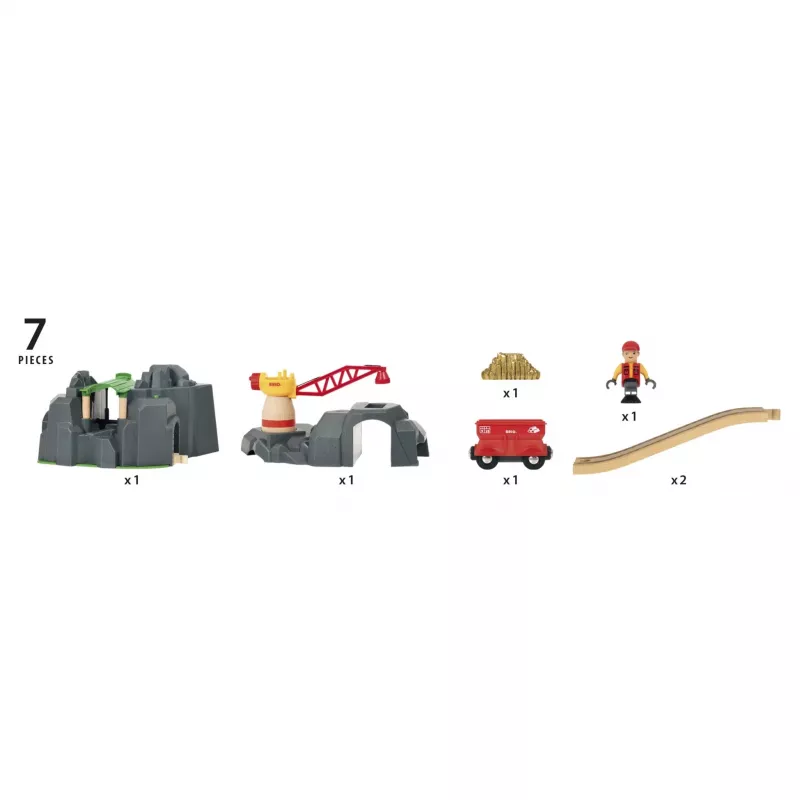 BRIO World Kran & Bergtunnel Holzeisenbahn-Set