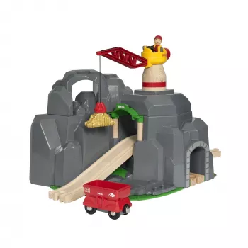 BRIO World Kran & Bergtunnel Holzeisenbahn-Set