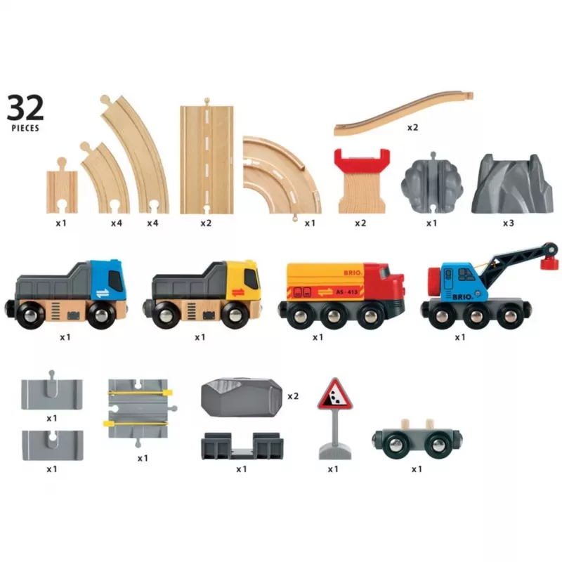 BRIO World Straßen- & Schienen-Steinverladeset