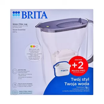 Brita Style Essential+ Wasserfilterkrug mit 2 MaxtraPro PP Kartuschen (2,4 l, Dunkelblau)