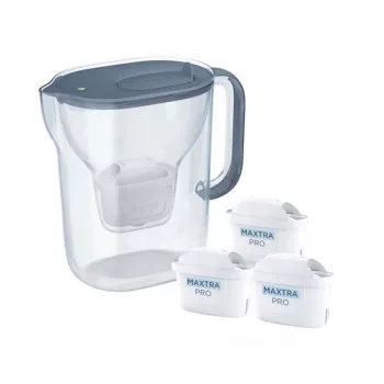 Brita Style Essential+ Wasserfilterkanne mit 3 MaxtraPro PP-Filtern, Dunkelblau, 2,4 L