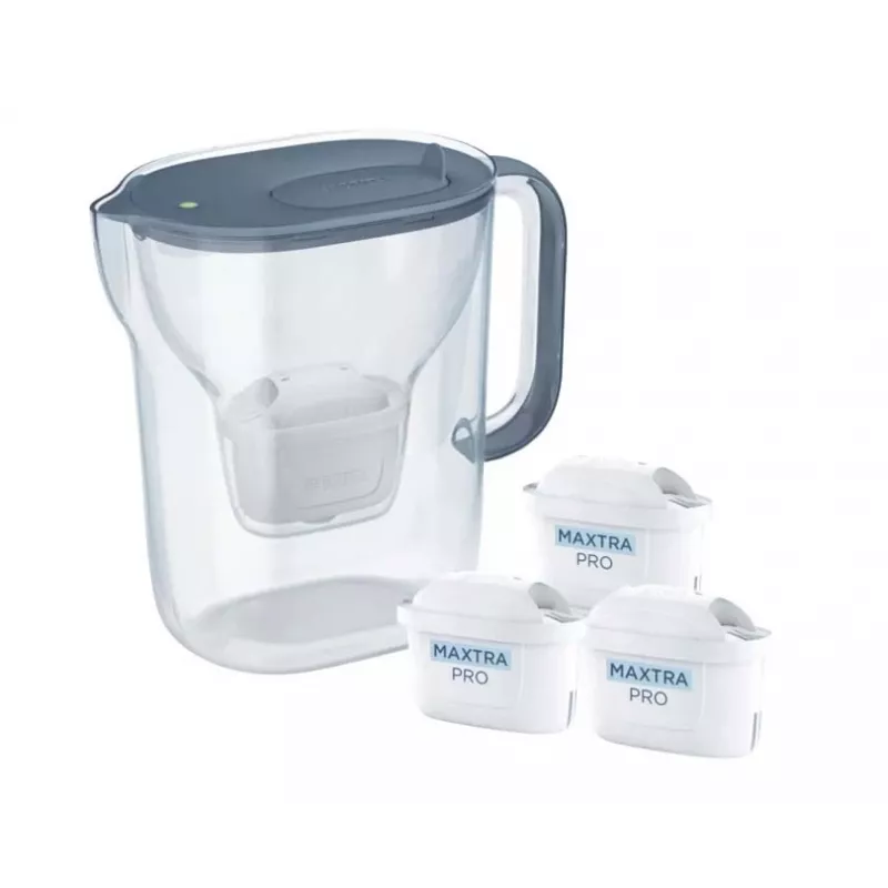 Brita Style Essential+ Wasserfilterkanne mit 3 MaxtraPro PP-Filtern, Dunkelblau, 2,4 L