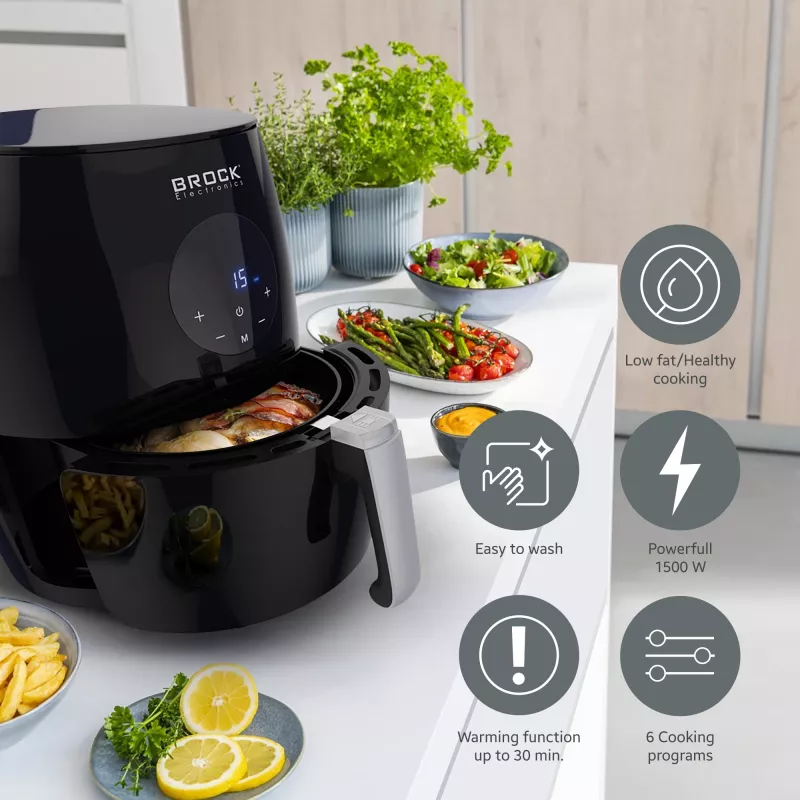 Brock AFD 3502 BK Heißluftfritteuse 3,5L 1200W Schwarz