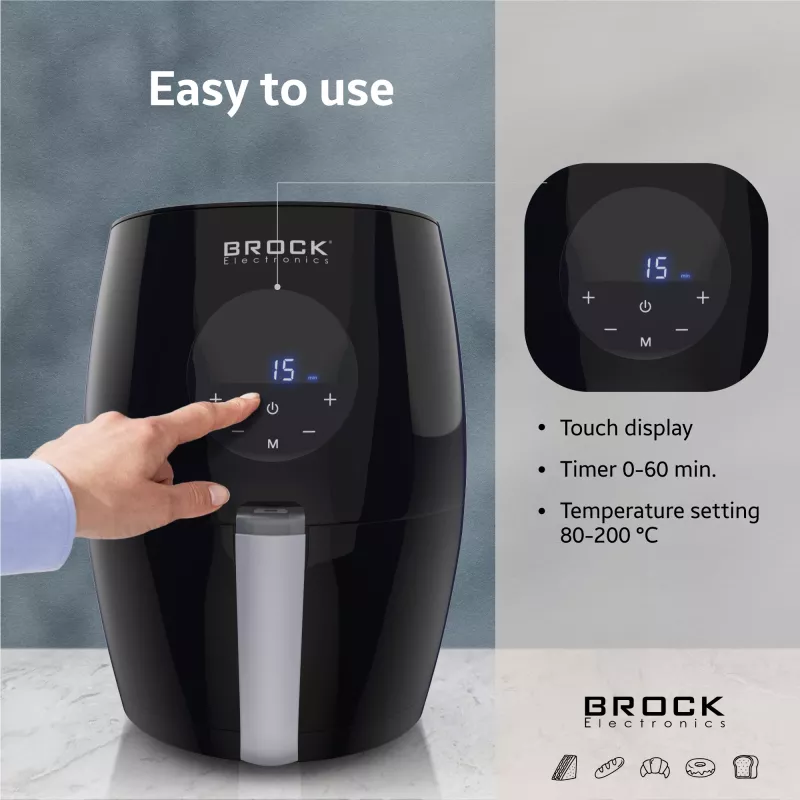 Brock AFD 3502 BK Heißluftfritteuse 3,5L 1200W Schwarz