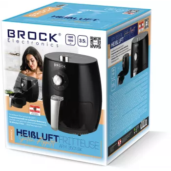 Brock AFM 3501 BK Heißluftfritteuse 3,5L 1300-1500W Schwarz Digitale Korbfritteuse