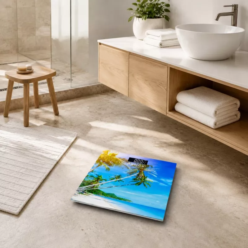 Brock BS 001 Digitale Badezimmerwaage mit gehärteter Glasplattform, 180 kg Kapazität, 100 g Genauigkeit, Step-On-Technologie, 2xAAA-Batterien enthalten