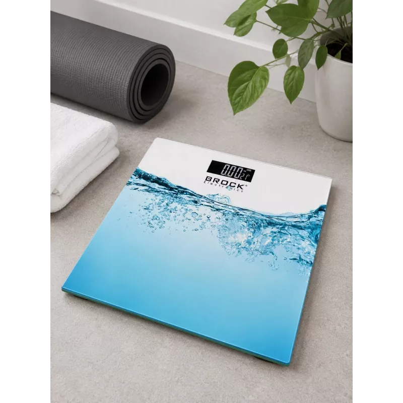 Brock BS 005 Digitale Badezimmerwaage mit gehärteter Glasplattform, 180 kg Kapazität, 100 g Genauigkeit, Auto Ein/Aus, Batterie enthalten
