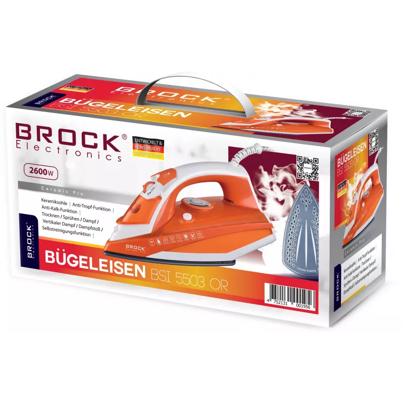 Brock BSI 5503 OR Dampfbügeleisen 2600W Keramik-Bügelsohle Orange