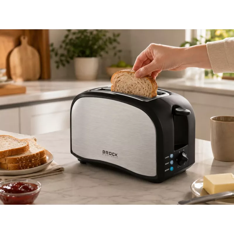 Brock BT 1003 SS Toaster 800W, Schwarz/Edelstahl