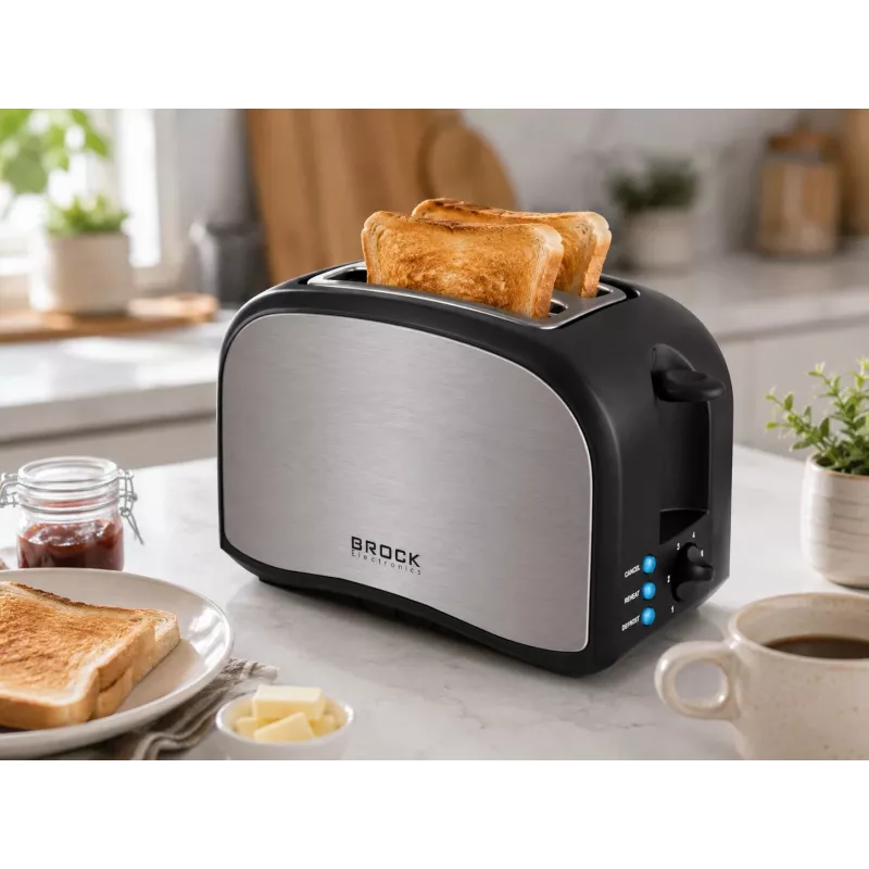 Brock BT 1003 SS Toaster 800W, Schwarz/Edelstahl