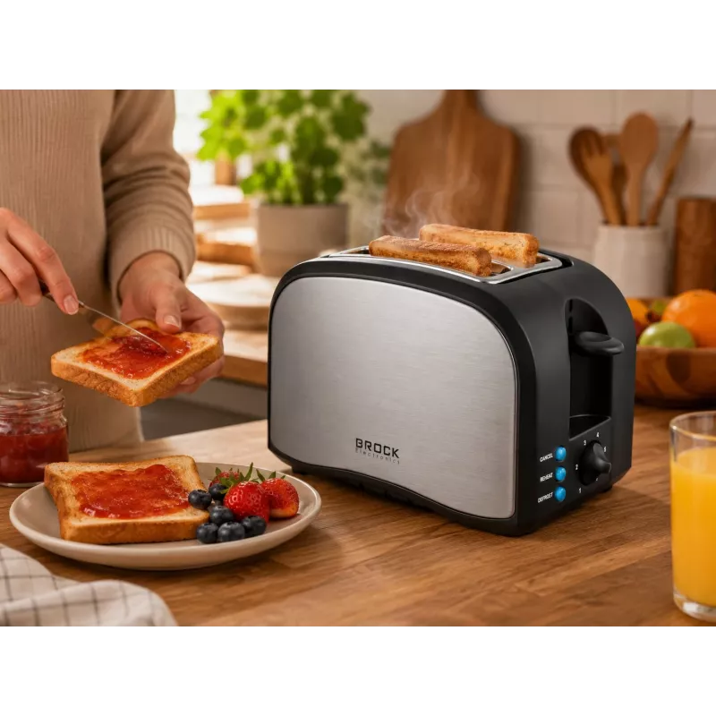 Brock BT 1003 SS Toaster 800W, Schwarz/Edelstahl