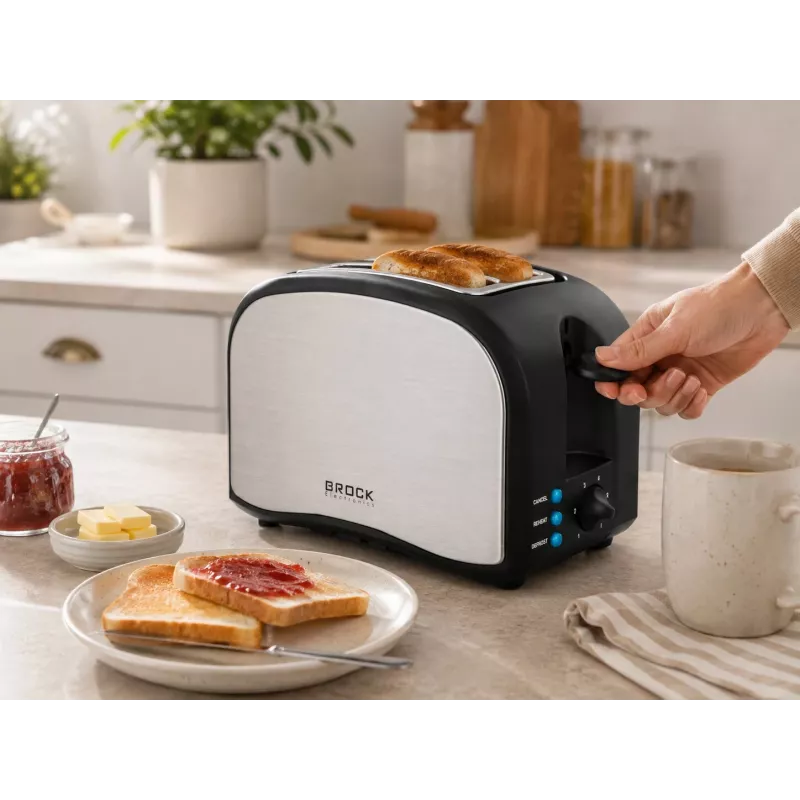 Brock BT 1003 SS Toaster 800W, Schwarz/Edelstahl