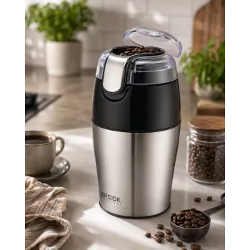 Brock CG 4050 SS Kaffeemühle mit Edelstahlklingen 150W, 70g Fassungsvermögen, Pulsfunktion