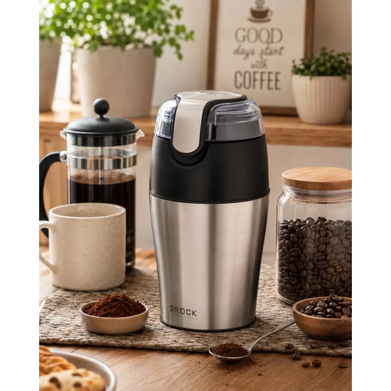 Brock CG 4050 SS Kaffeemühle mit Edelstahlklingen 150W, 70g Fassungsvermögen, Pulsfunktion