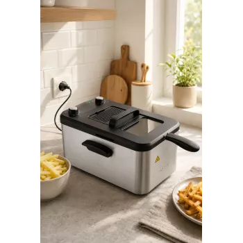 Brock DF 3001 SS Fritteuse 3,2L 2200W Schwarz/Edelstahl