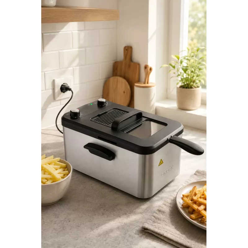 Brock DF 3001 SS Fritteuse 3,2L 2200W Schwarz/Edelstahl
