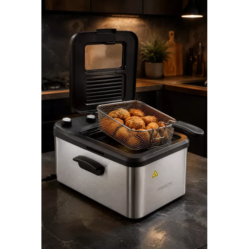 Brock DF 3001 SS Fritteuse 3,2L 2200W Schwarz/Edelstahl