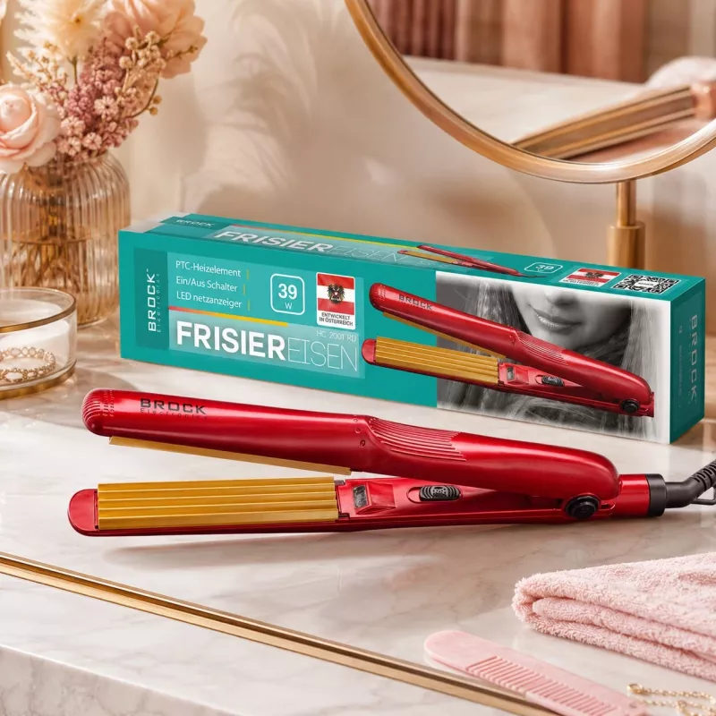 Brock HC 2001 RD Keramik-Haarcrimper 25W Rot