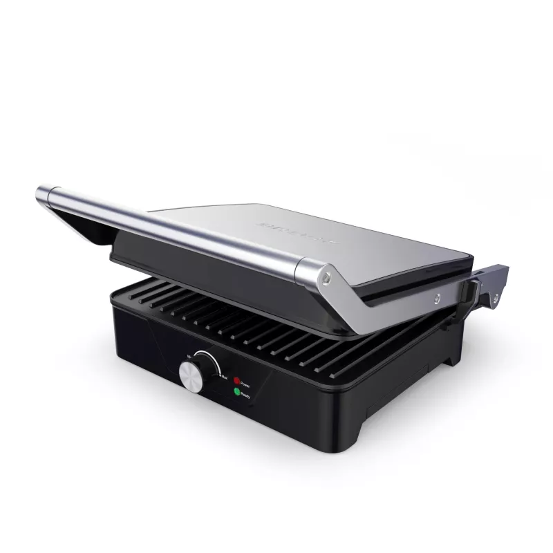 Brock HCG 5000 SS Elektrischer Kontaktgrill 2000W, Schwarz/Stahl