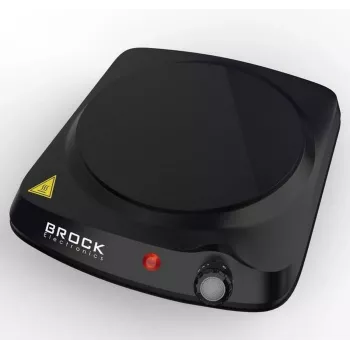 Brock HPI 3001 BK 1500W Einzel-Kochplatte mit Gusseisenplatte und einstellbarem Thermostat, Schwarz