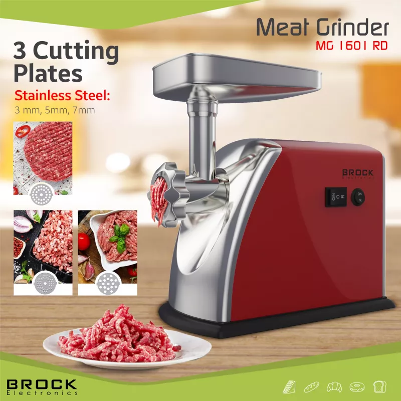 Brock MG 1601 RD Fleischwolf 1400W, Rot/Stahl