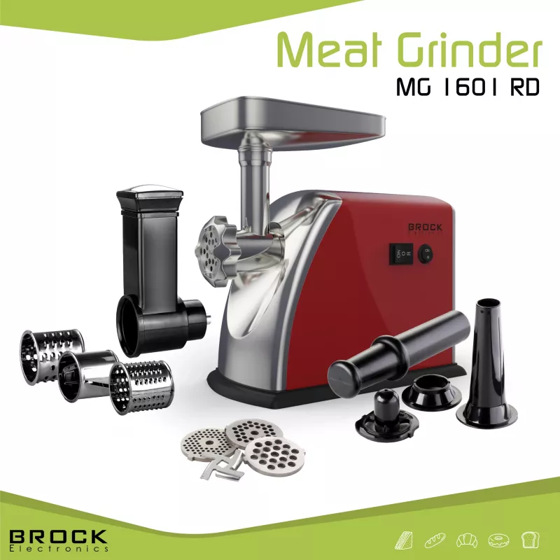 Brock MG 1601 RD Fleischwolf 1400W, Rot/Stahl