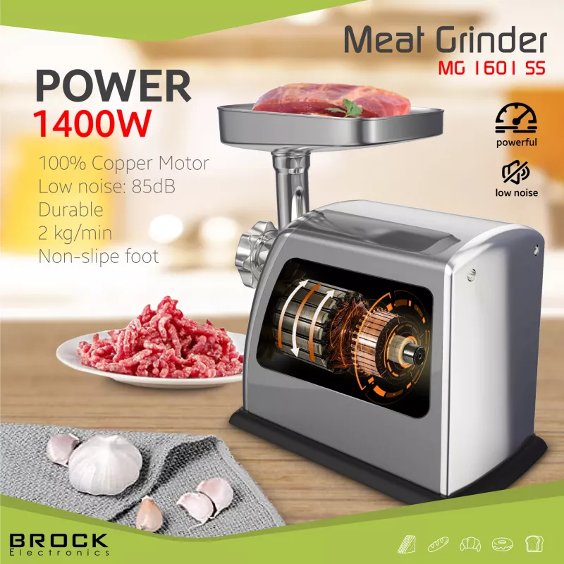 Brock MG 1601 SS Fleischwolf 1400W, Rot/Stahl