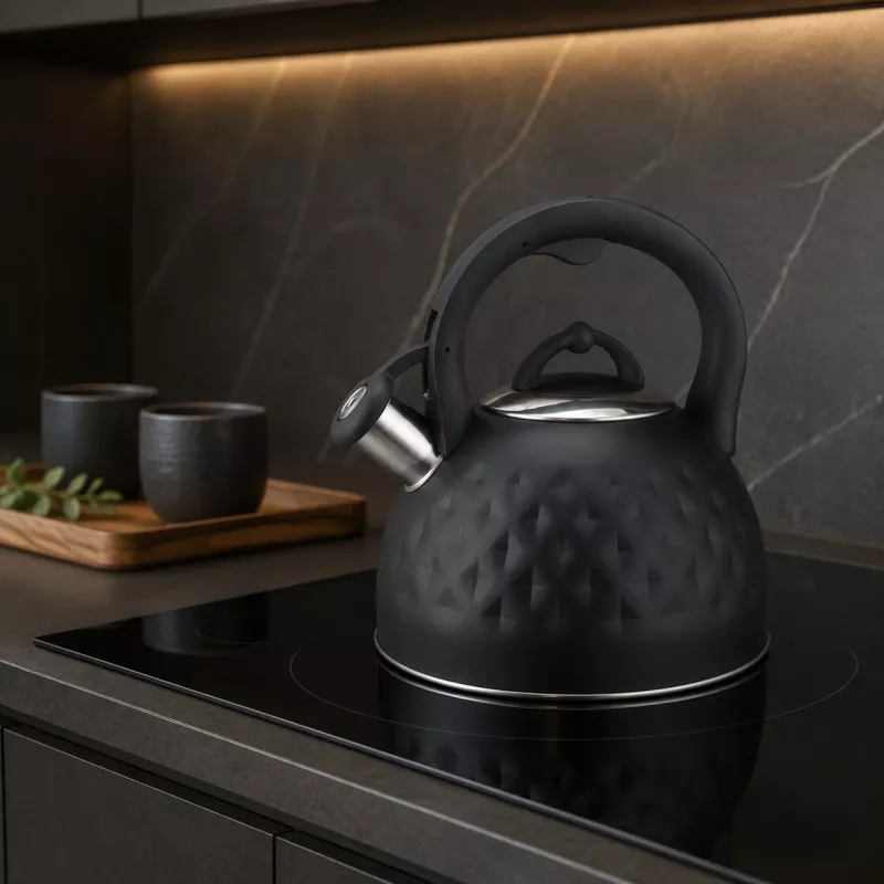 Brock MWK 003 BK La Cuisinette Elektrischer Wasserkocher 2,5 L 2200 W Schwarz/Stahl