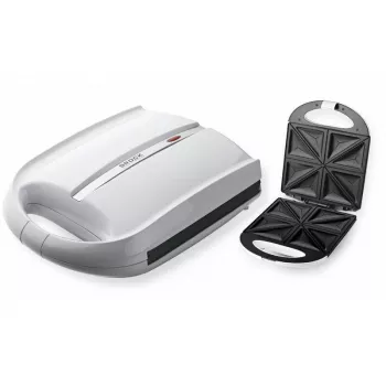 Brock SSM 3008 WH 8-Scheiben XXL Sandwichmaker, 1400W, Antihaft-Dreiecksplatten, Kühlgriff, Sicherheitsverriegelung, Vertikale Aufbewahrung, Weiß