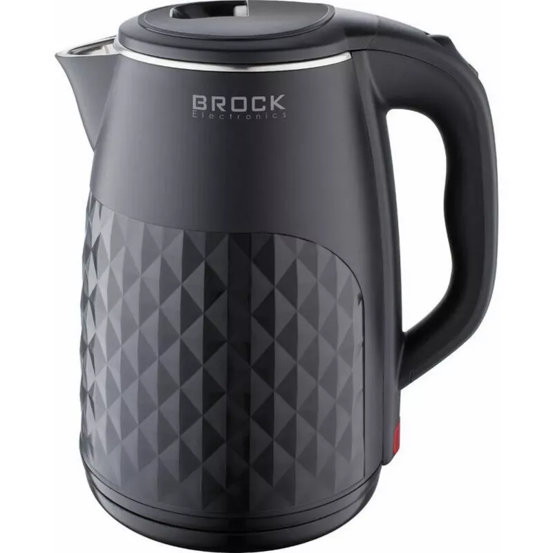 Brock WK 0618 BK Elektrischer Wasserkocher mit Doppelwand 1,8L 1500W, Schwarz