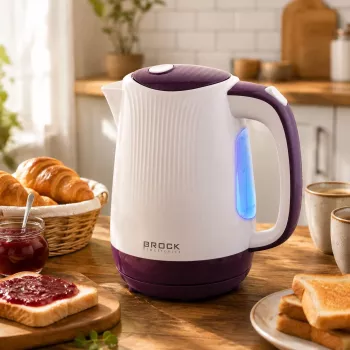 Brock WK 08 PR Elektrischer Wasserkocher 1,7L 2000W Weiß/Lila