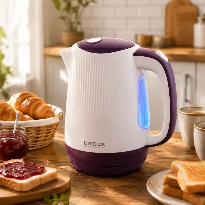 Brock WK 08 PR Elektrischer Wasserkocher 1,7L 2000W Weiß/Lila
